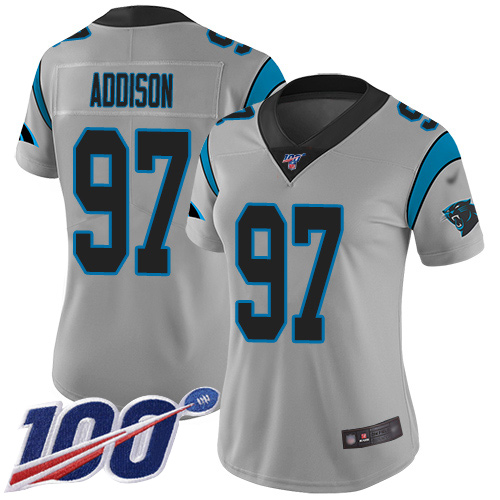 Carolina Panthers Limited Silver Women Mario Addison Jersey NFL Football #97 100th Season Inverted Legend->carolina panthers->NFL Jersey